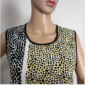 Vince Camuto Sleeveless Yellow/Black/White Dot Print Blouse size M